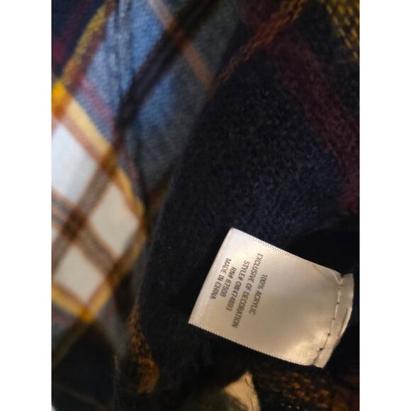 Francesca's Zip Front Shawl One Size Womens Multicolor Plaid Print Soft - Picture 5 of 6